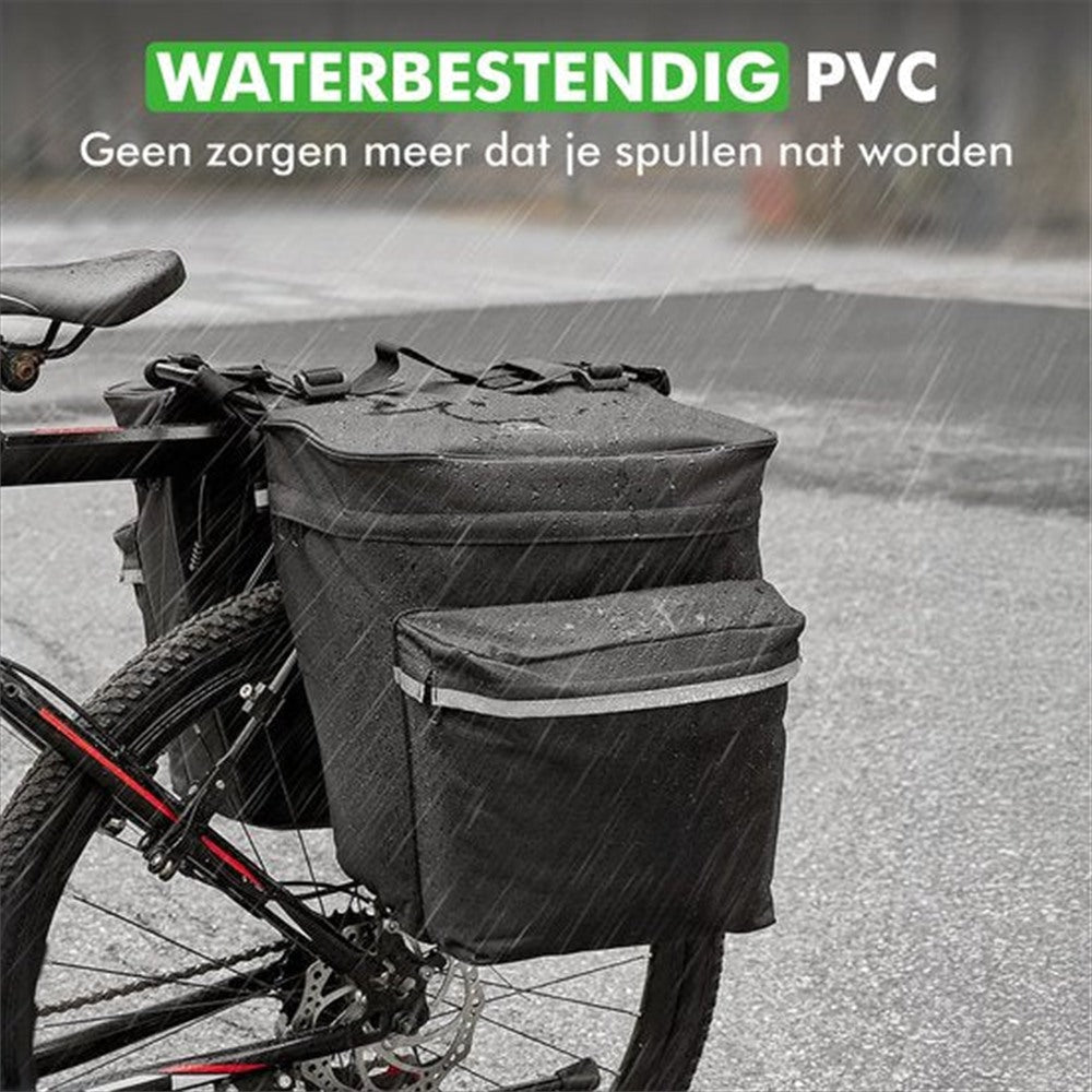 travelhawk fietstas bevestigd op bagagedrager