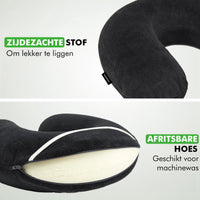 Zwart Travelhawk memory foam nekkussen met zachte, afritsbare hoes