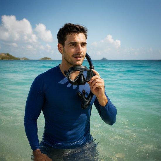 travelhawk snorkel bevestigd aan duikmasker