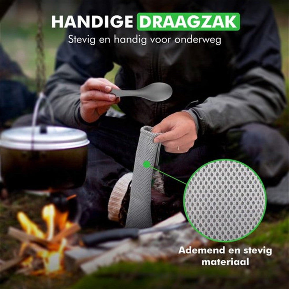 travelhawk spork gebruikt tijdens kamperen