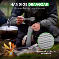 travelhawk spork gebruikt tijdens kamperen