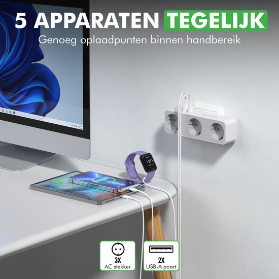 travelhawk verdeelstekker 3 voudig wit met tafel