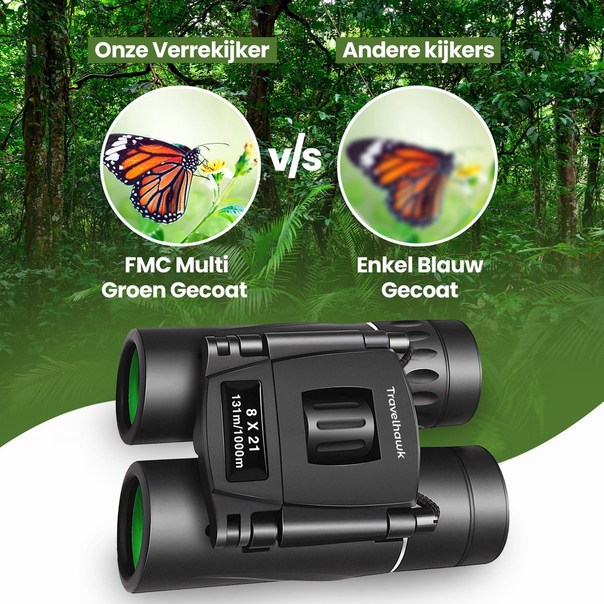 Compacte Verrekijker 8×21 – Travelhawk (BAK4 & FMC)