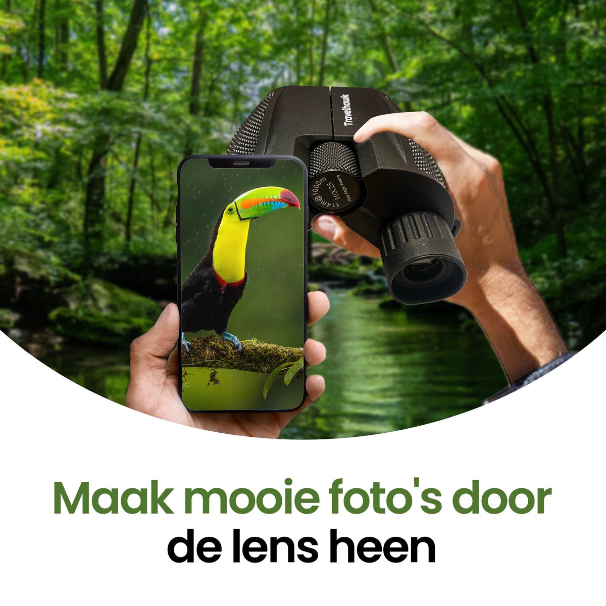 Close-up Travelhawk verrekijker 10x25 met BAK4 prisma en multi-coated lenzen voor helder zicht